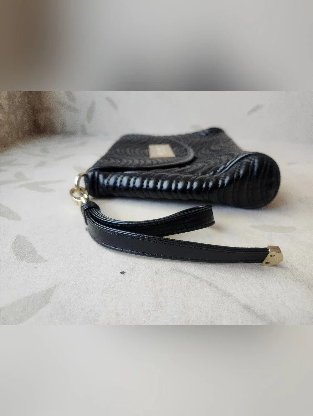 Black Quilted Wristlet Clutch